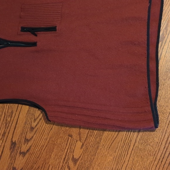 The Territory Ahead Maroon Brick Red WOOL 1/4 ZIP Gorpcore Sweater VEST Sz L - Picture 3 of 10